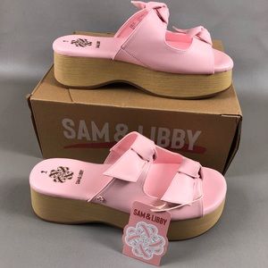 Sam and Libby Women’s Indie Double Bow Wooden Platform Sandals